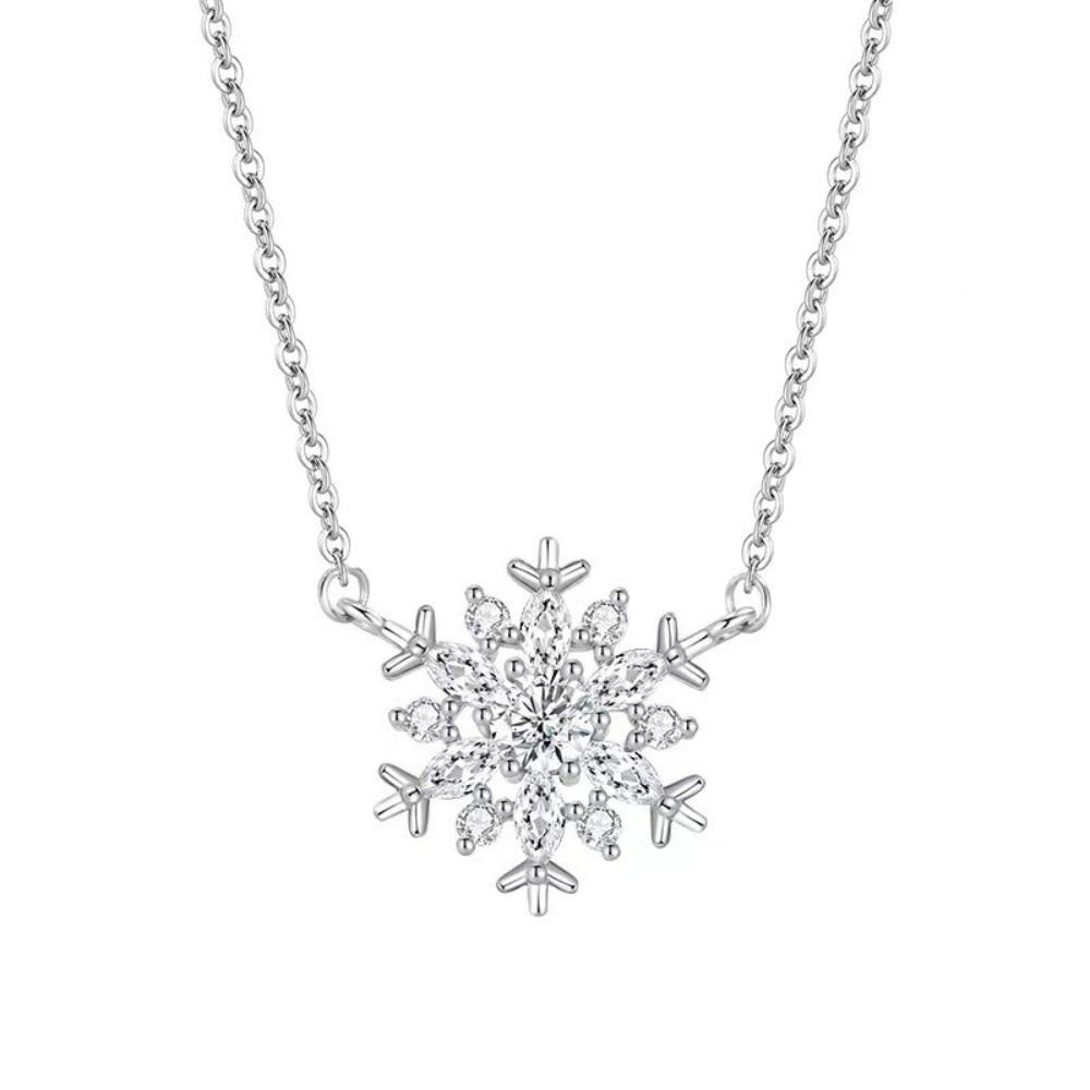 

Zircon Snowflake Necklace Choker Snowflower Crystal Necklace Women s Collarbone Chain Women серебряный