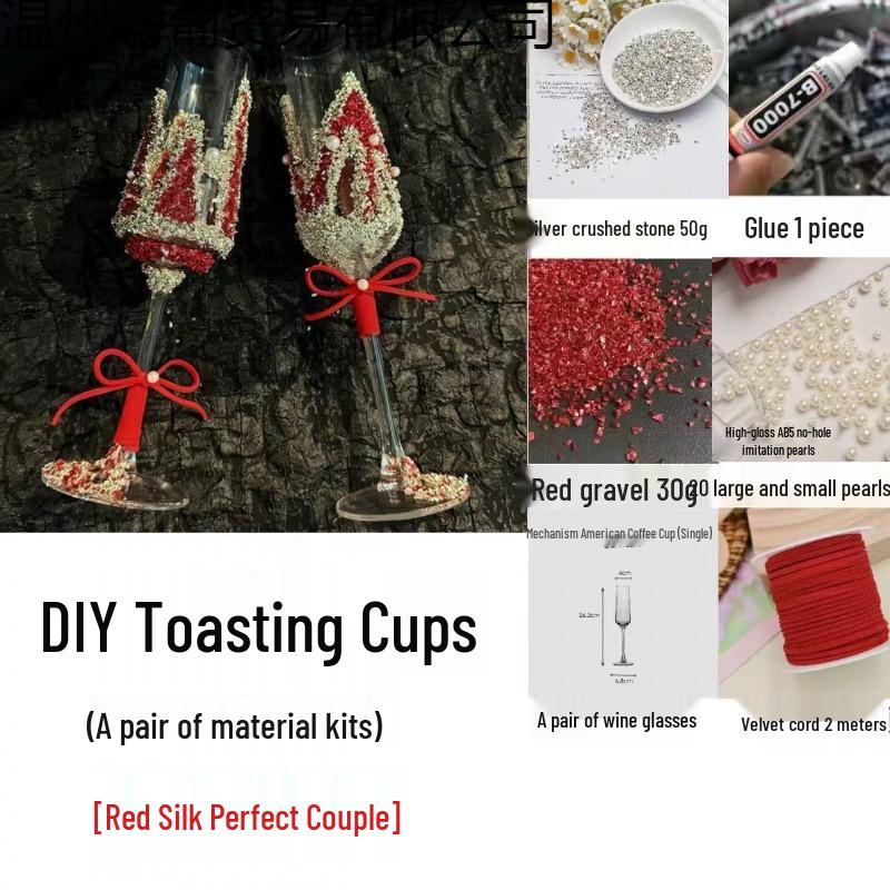 Purple Tassel Mosaic Butterfly Champagne Toasting Glass DIY Kit for Weddings