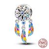 925 Silver Chameleon Charms Bead Colorful Sketchpad Dangle Zirconium Clip for Bracelet Necklace DIY Jewelry