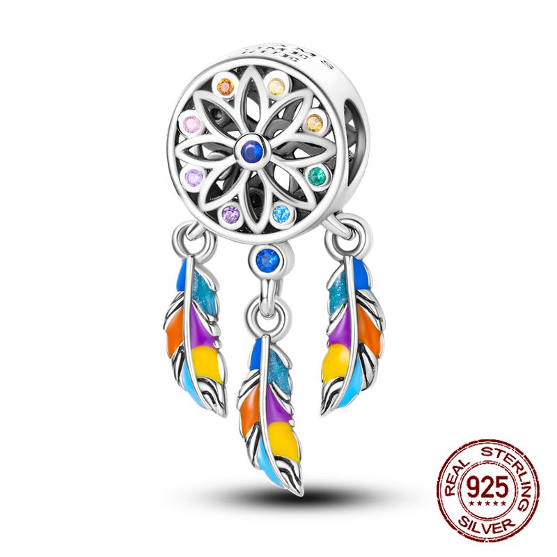 925 Silver Chameleon Charms Bead Colorful Sketchpad Dangle Zirconium Clip for Bracelet Necklace DIY Jewelry