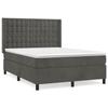 3132916 vidaXL Lit à sommier tapissier et matelas Gris foncé 140x190cm Velours