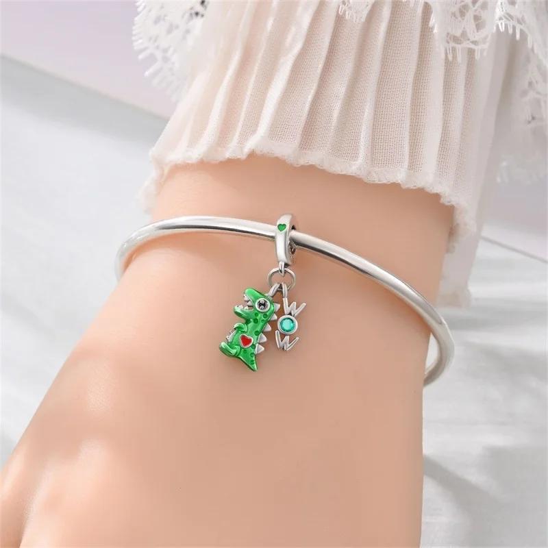New Original Copper Green Charms Four-Leaf Clover Earrings Beads Pendants Fit Bracelet Necklace Diy Jewelry Gift
