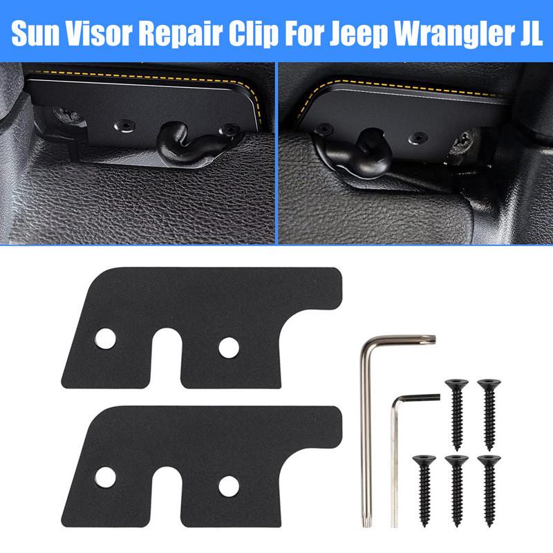 1 sett aluminiumslegering solskjermklemmer erstatning for Jeep Wrangler JK JL 2018-2023 solskjermreparasjonssett