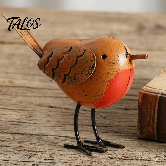 Metal Bird Figurines for Home Decor Rustic Birds Decoration, Outdoor Garden Statue Decorative Ornaments, Iron Statues Living Room Distressed Figurine