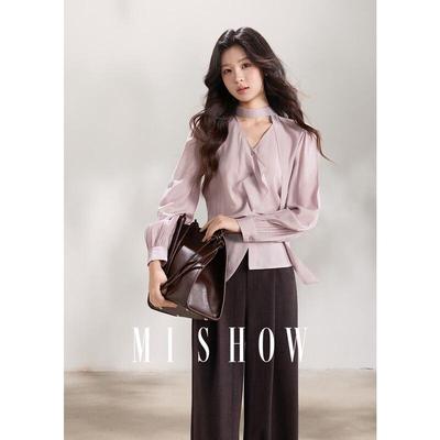 Mishow Elegant Tie-Neck Long Sleeve Blouse