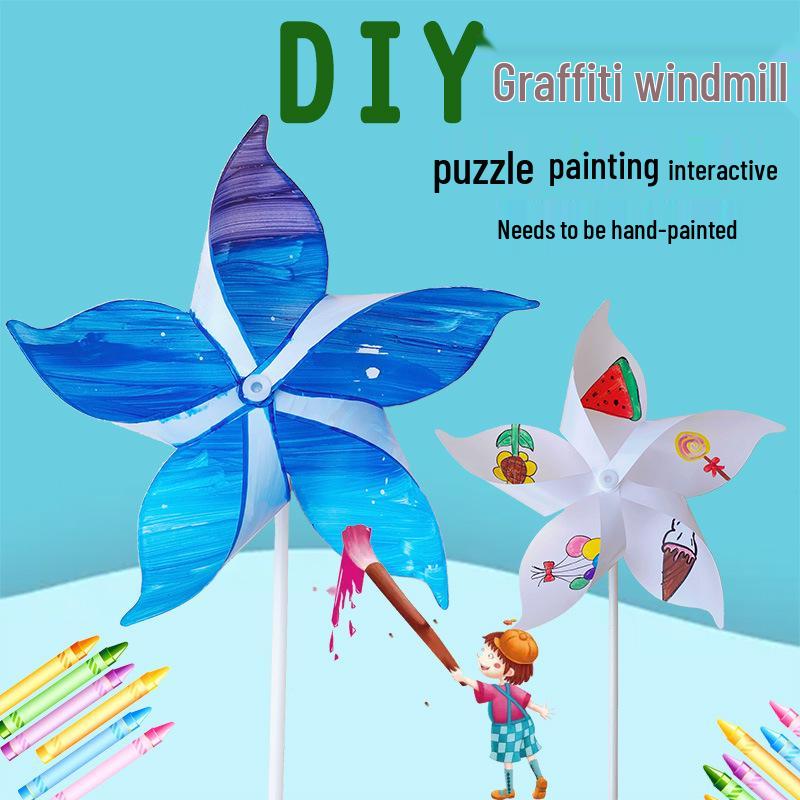 Children's DIY Windmill Painting Kit: Creative Art Materials for Kindergarten Drawing and Craft.