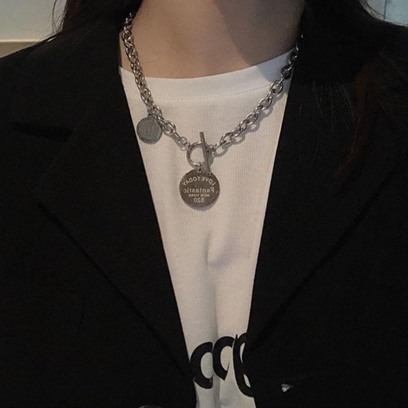 Women's Light Luxury Washable Titanium Steel Hip Hop Clavicle Necklace - Trendy Cold Style Sweater Chain Accessories