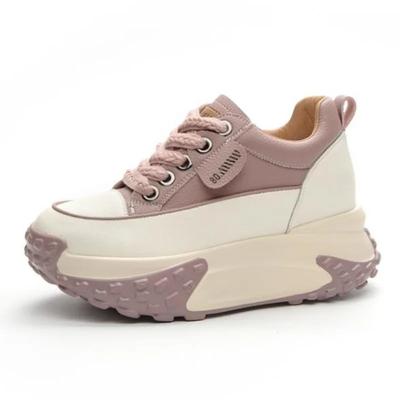 Fashion 7CM Genuine Leather Platform Wedge Fashion Women Spring Well-fitting Autumn Chunky Sneakers Shoes Breathable Mixed Color Winter