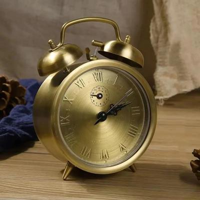 Pure Copper Retro Alarm Clock Classic Horseshoe Clockwork Mechanical Bedside Clock Nostalgic Home Decor Piece