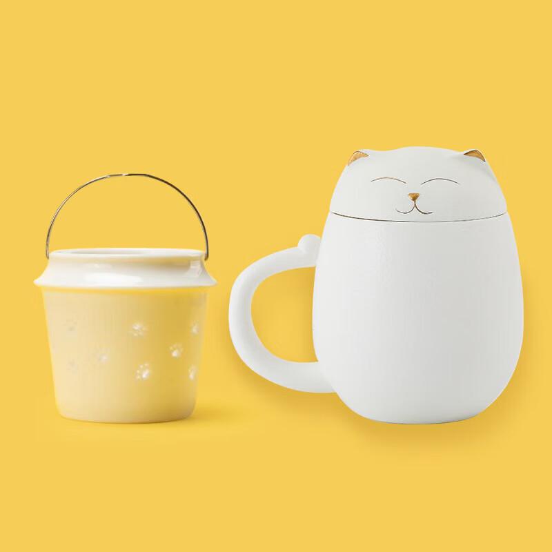 Lucky Cat Ceramic Tea Cup with Filter