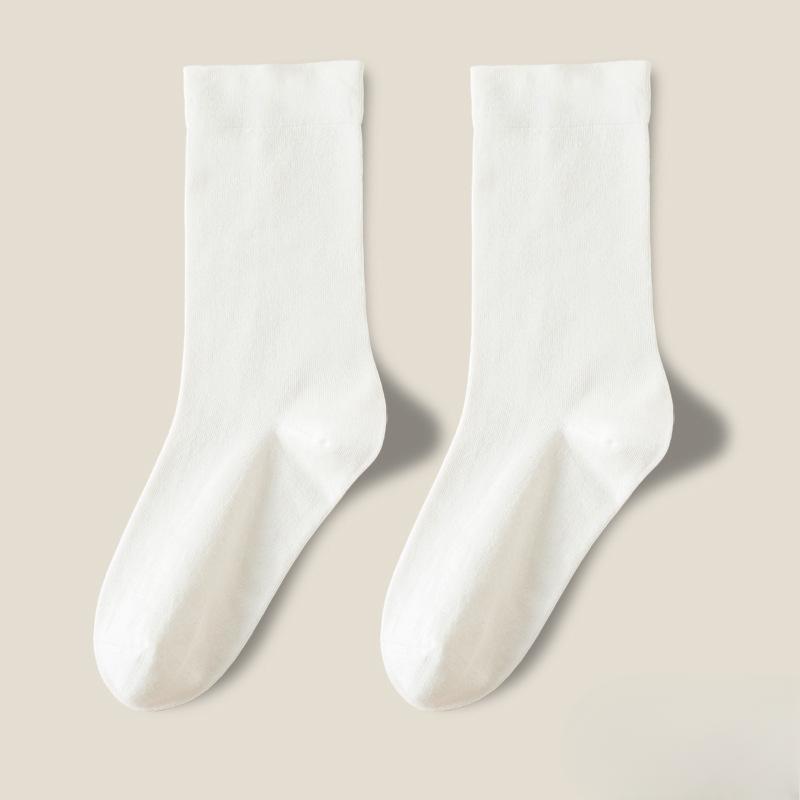 10 Pairs of Female Spring and Autumn Pure Color Moon In The Tube Pile Socks