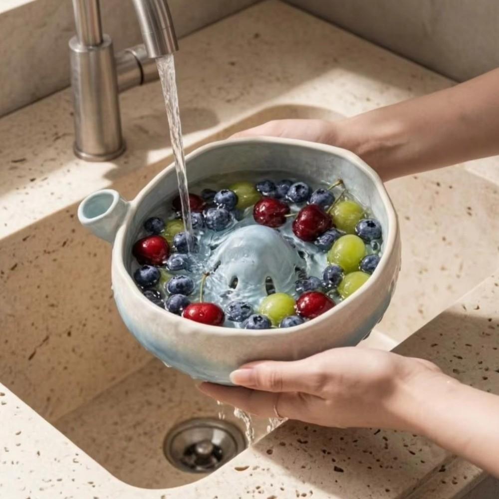 Self Spinning Berry Swirl Bowl Automatic Rotating Fruit Rinse Bowl Fruit Cleaning Basin Kitchen