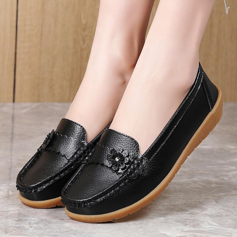 Scarpe Basse da Donna Mocassini Scarpe da Guida in Pelle Mocassini Floreale Casual Slip-on Estive Scarpe da Infermiera per Madre Taglie Grandi