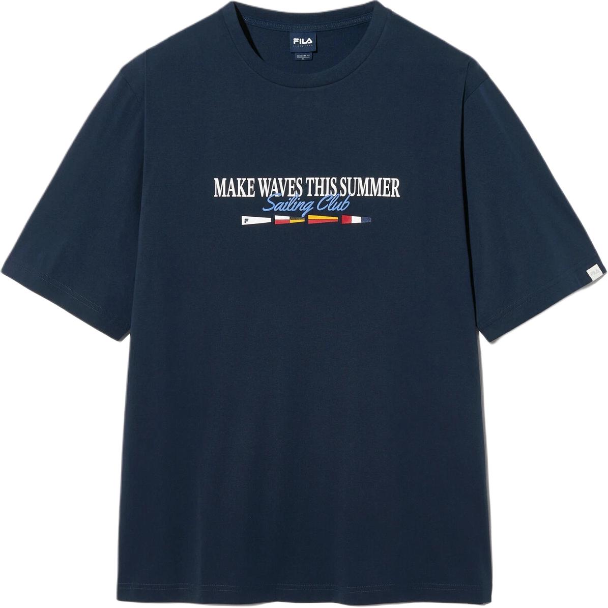 FILA T Shirts Unisex Blue Crew Neck FS2RSH2118XDNA 95