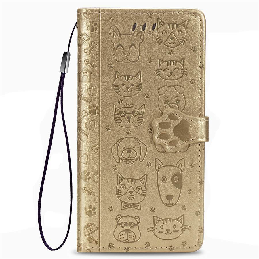 Capa Protetora Flip de Couro Para Motorola Moto G17 G57 G67 G77 G06 G56 G86 G35 G75 G05 G84 G85 5G G54 G55 G34 G15 Edge 70 50 60 Carteira com Gato Cachorro