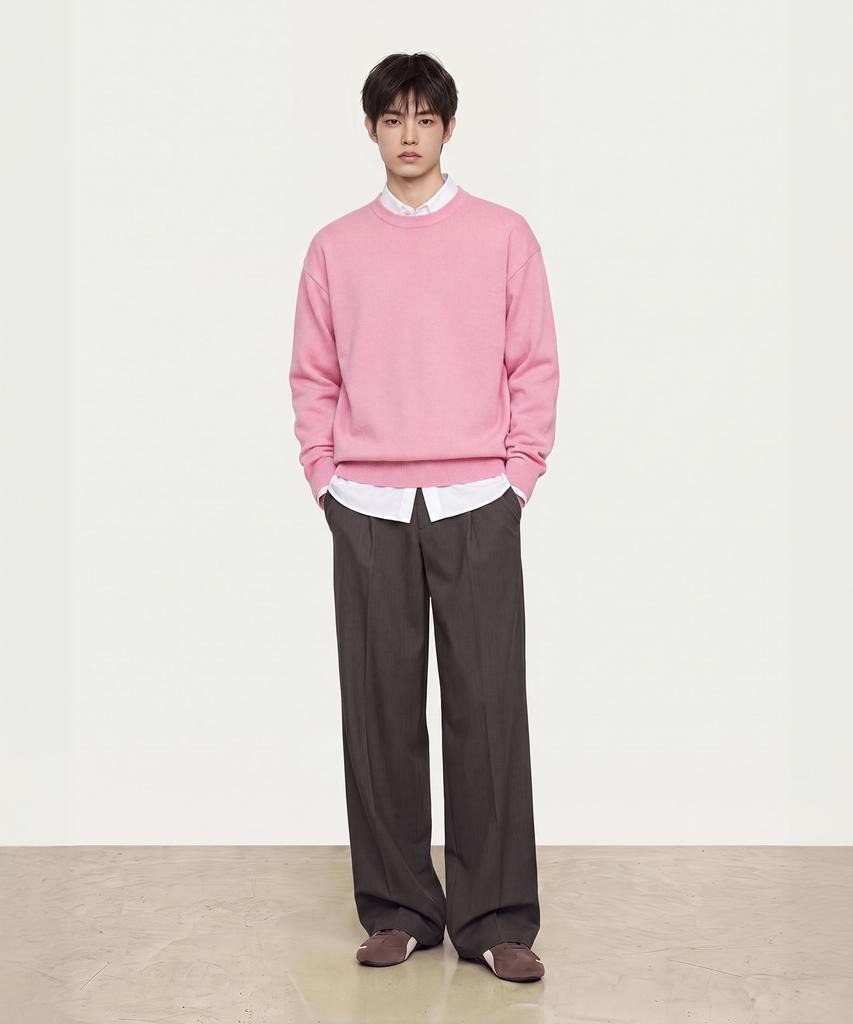 Seutaendeuobeo Crop Round Neck Knit [Dusty Rose]