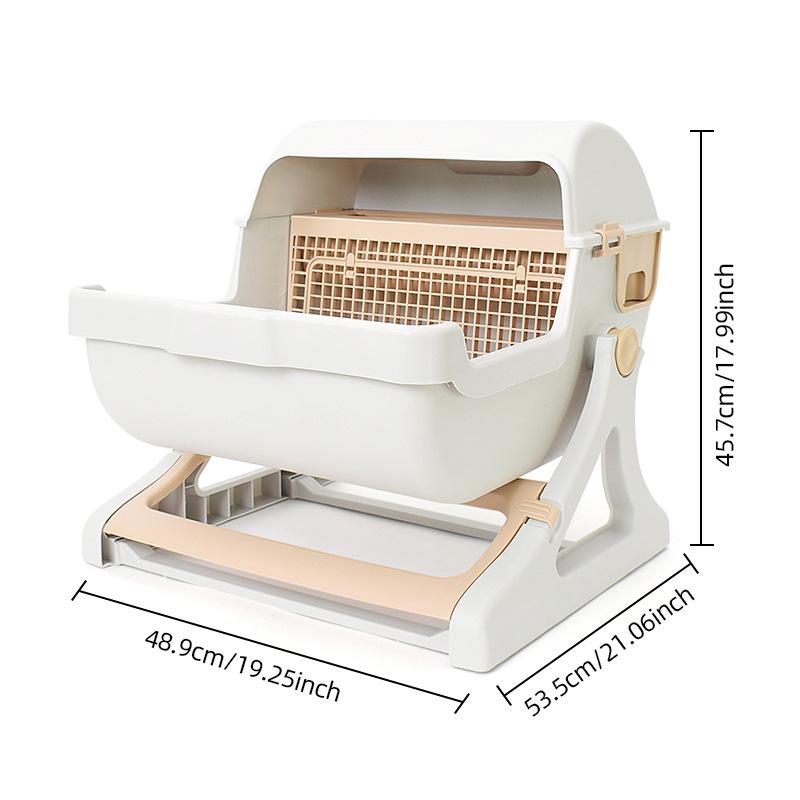 Cat Toilet Extra Large Semi-automatic Litter Box for Cat Pet Toilet Semi-closed Cat Litter Box Cleaning Portable Pet Supplies