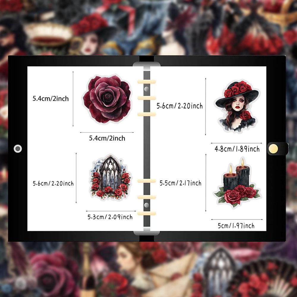 50 Sheets Creative Masquerade PET Transparent Stickers for Journals & Decor