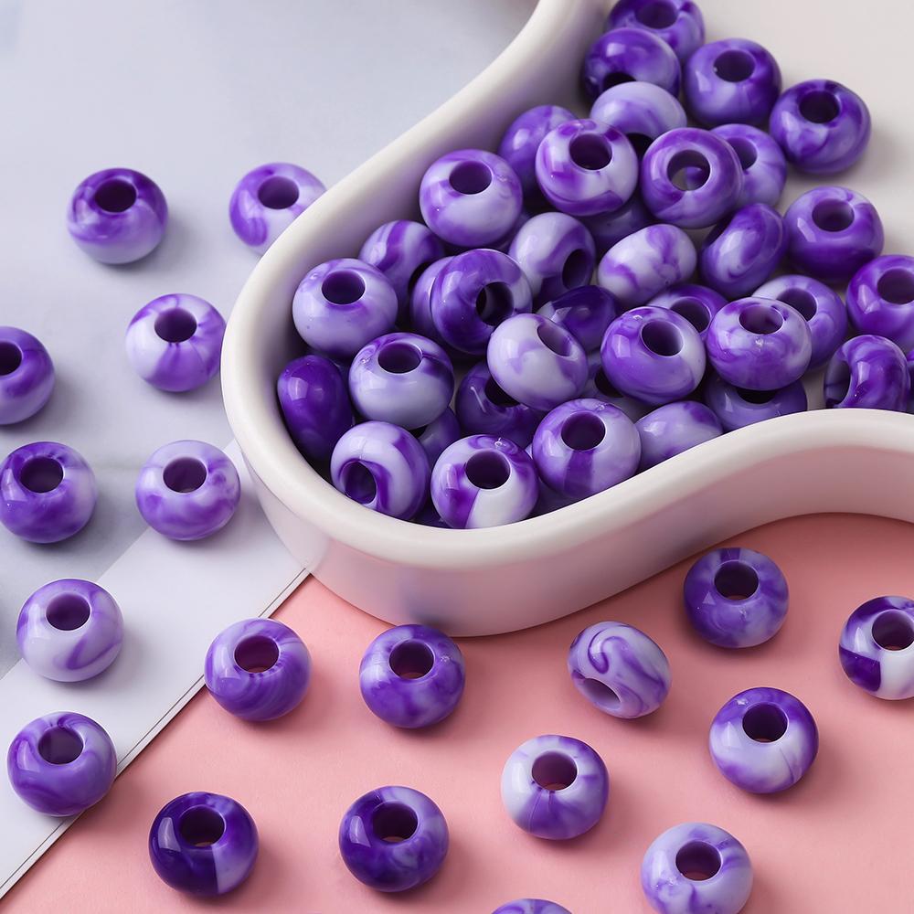 20pcs Acrylic Mixed Color Big Holes Beads Round Spacer Loose Beads for DIY Necklace Bracelet Earring Jewelry Making Accessories