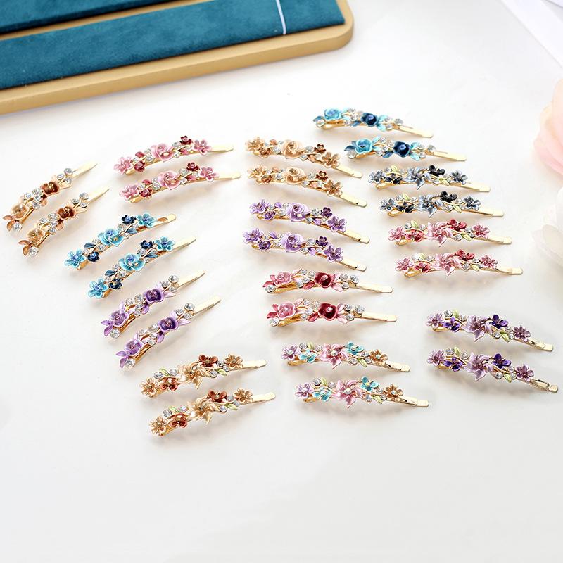 Alloy Color Flower Hair Accessories Girl Hairpin One-Word Hairpin Premium Side Bangs Clip Hairpin