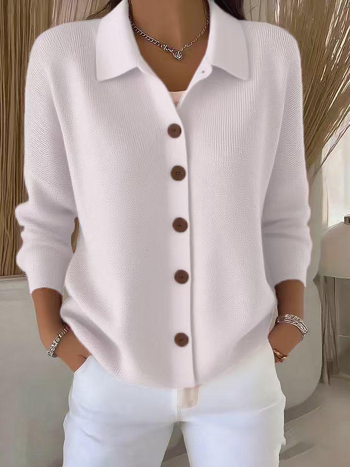 2025 European & American Women's Buttoned Knit Cardigan - New Autumn/Winter Solid Color Casual Fashion Sweater Coat