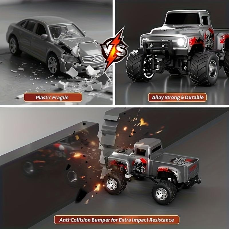 1:64 Scale Mini Remote-Controlled Alloy Off-Road Truck Monster Truck Toy 2.4GHz Wireless High-Speed Off-Road Crawler LED Lighting For Kids Boys Gifts