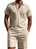 Men's European Summer Linen Polo Shirt and Shorts Set - Breathable, Casual, Loose Fit