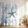 1Pc Cartoon Starfish Printed Waterproof Shower Curtain Partition Privacy Hanging Curtain With 12 Hooks In Various Sizes