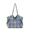 Autumn and winter woolen plaid double-sided bag fresh college style shoulder bag large capacity lazy style tote bag women