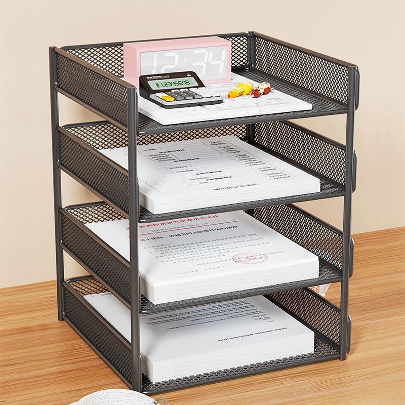 Multi-Layer Metal Desktop File Rack and Document Holder