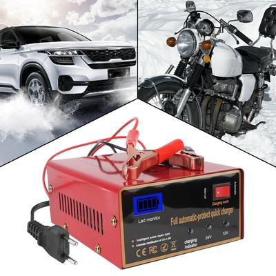 Carregador de Bateria Automotiva Plugue UE/EUA Tela LED Carregador de Bateria de Motocicleta 12V/24V Para SUV Caminhão Barco Motocicleta
