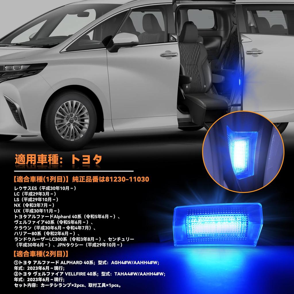 POPMOTORZ Toyota Alphard 40 Series Vellfire 40 Courtesy Lamp, 3 Row Chip LED, Sliding