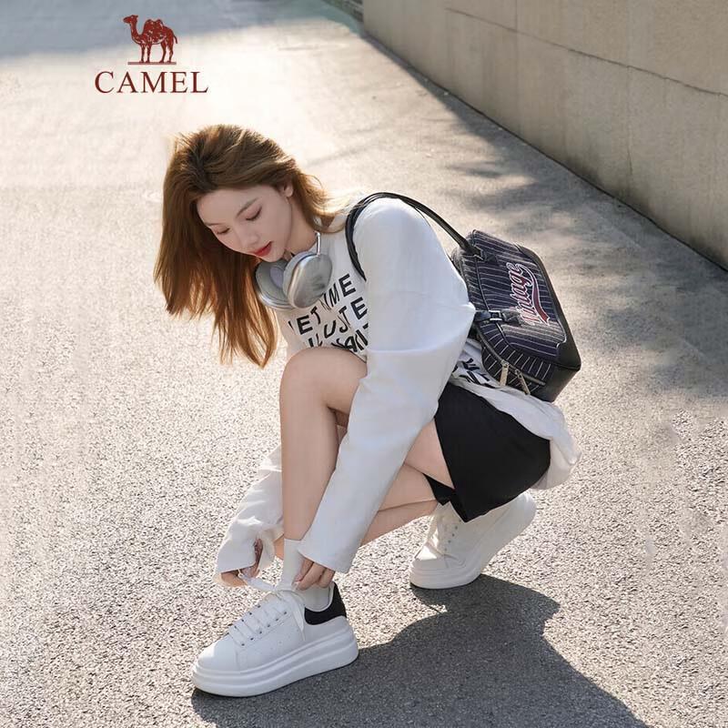 

Camel Women s Round Toe Thick Sole White Casual Sneakers 37