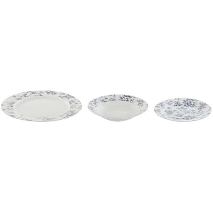 Set De Vaisselle - HOME ESPRIT - 18 Pièces - Porcelaine - Motif Floral - 27 X 27 Cm