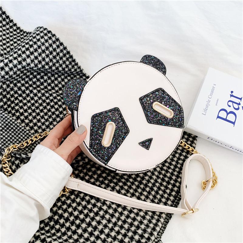 

Sequin bag female 2025 new trendy cute chain small round bag panda bag cute messenger bag белый