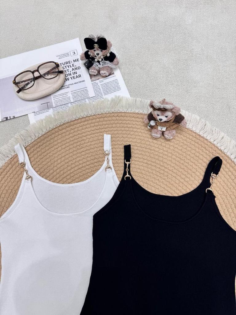 Premium Metal Buckle Knit Camisole - Casual, Slimming, Versatile Top