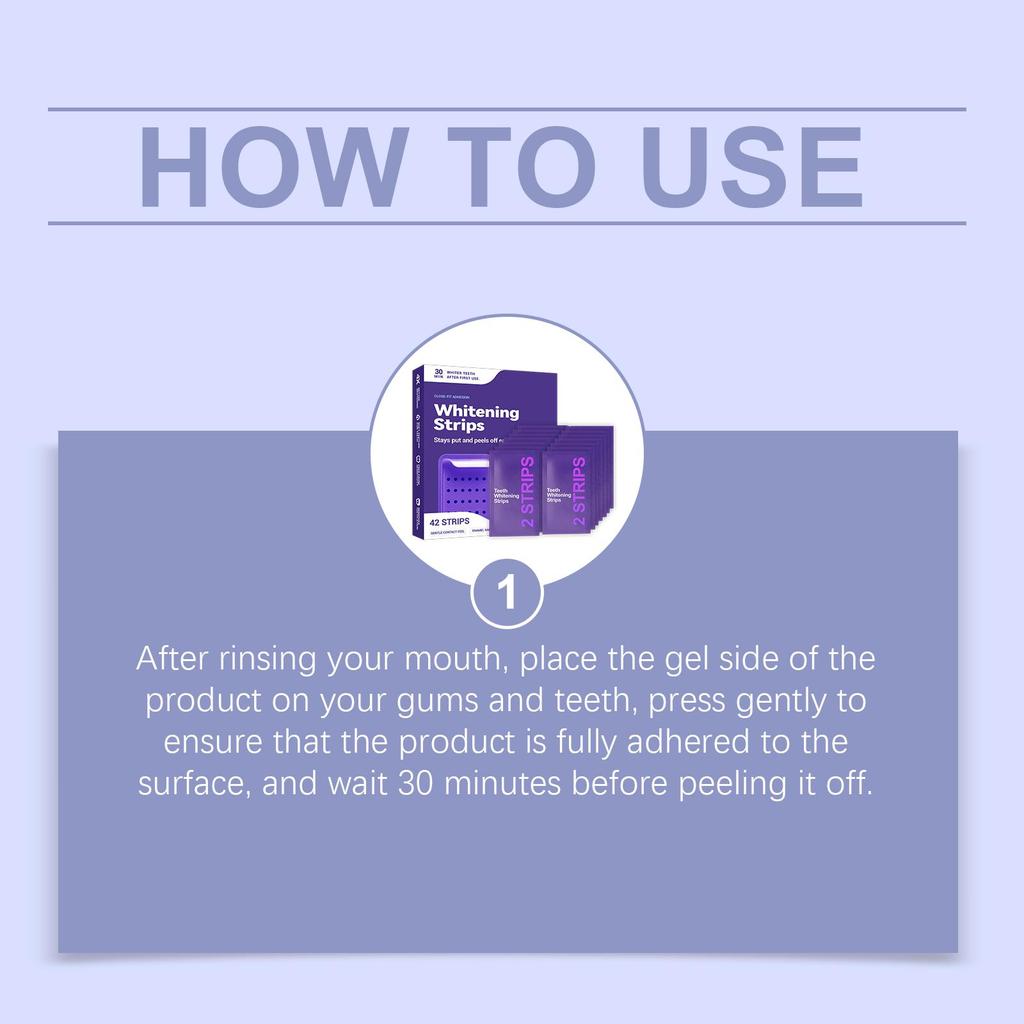Purple Tooth Whitening Strips for Sensitive Teeth, Compact and Portable, Brightens Smile Anywhere, Anytime