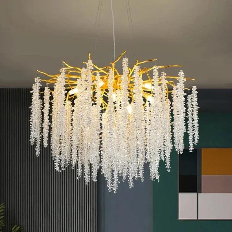 Nordic Luxury Branch Gloss Crystal Chandelier Modern Dining Table hotel Pendant Indoor Home Lighting Decorative Ceiling Light