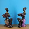 Resin African Women Figurines Candle Holder Retro Character Art Sculpture Candlesticks Home Living Room Table Decoration Crafts