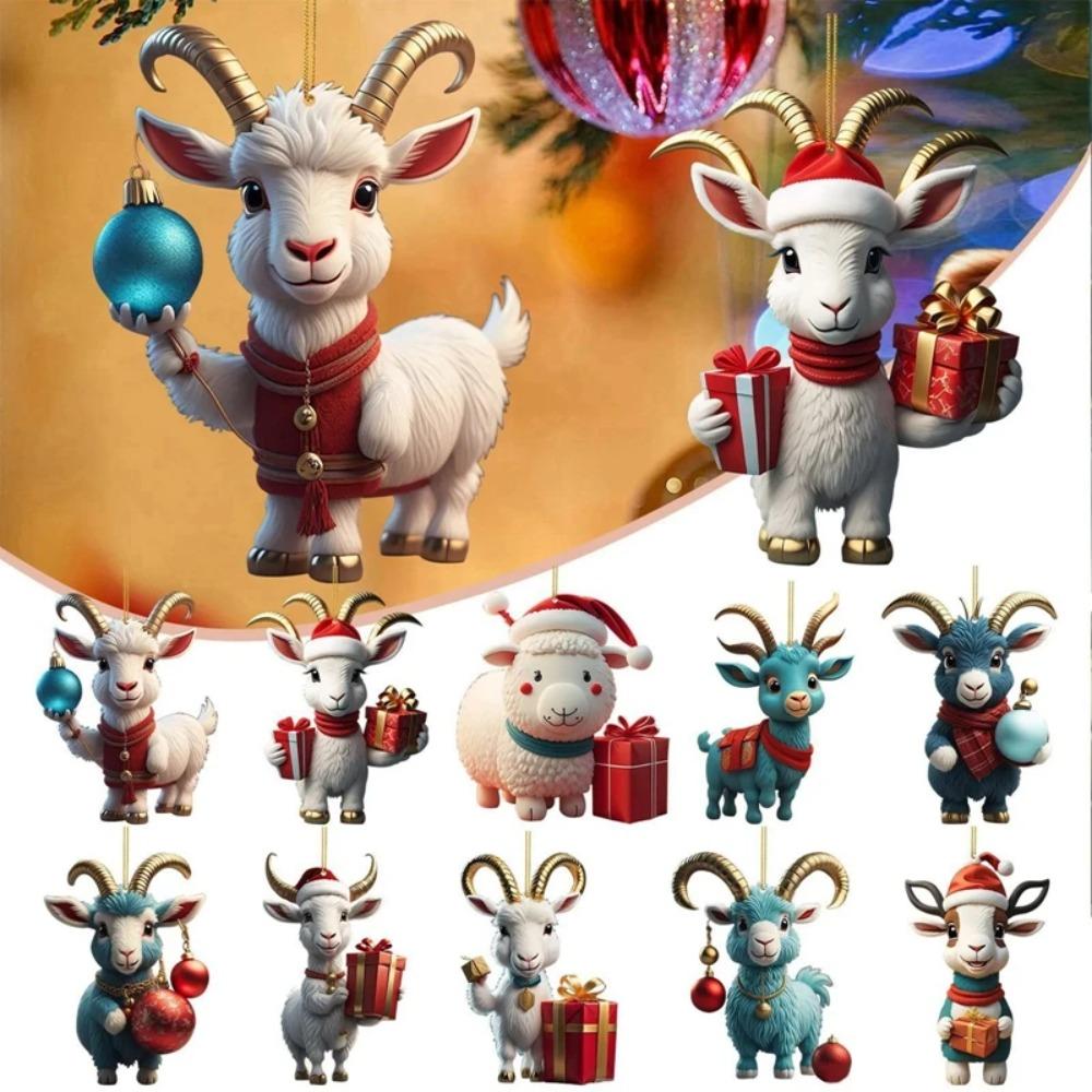 Swing Animal Goat Hanging Pendants Cartoon Goat Xmas Tree Ornament  for Cars Backpacks