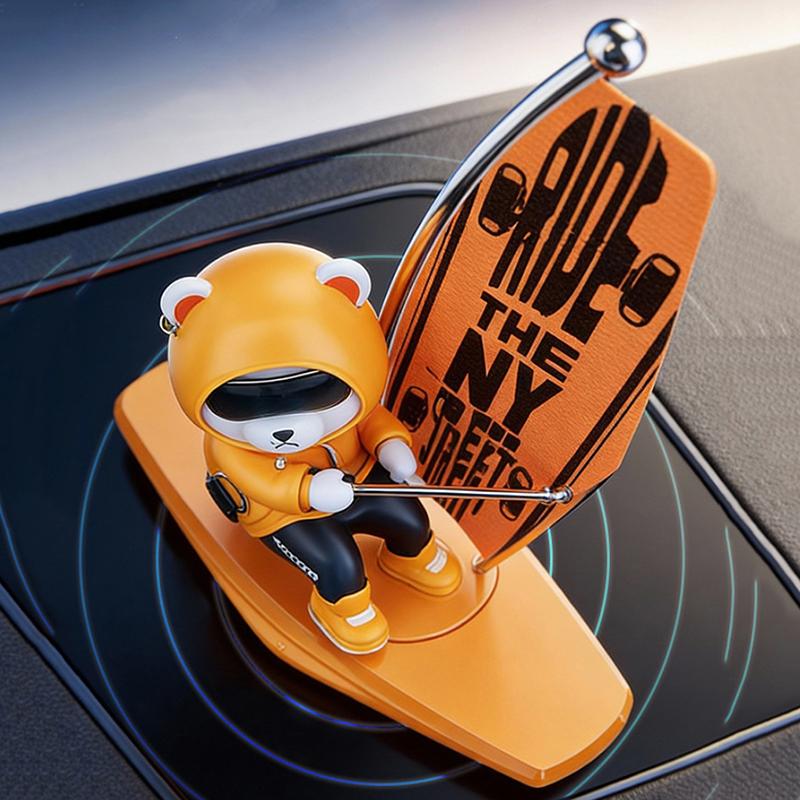 Dashboard Car Decorations Surf Bear Parking Number Plate Creative Car Cartoon Interior Interior Accessories