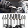 10pcs 1/8" Shank Tungsten Carbide Milling Cutter Rotary Tool Burr Diamond Cut Rotary Drill Bit for Metalworking Polishing Tools