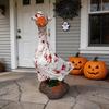 Halloween Bloody Porch Goose Costume with Terror Bloodstains and Handprint Ornaments for Outdoor Lawn and Haunted House