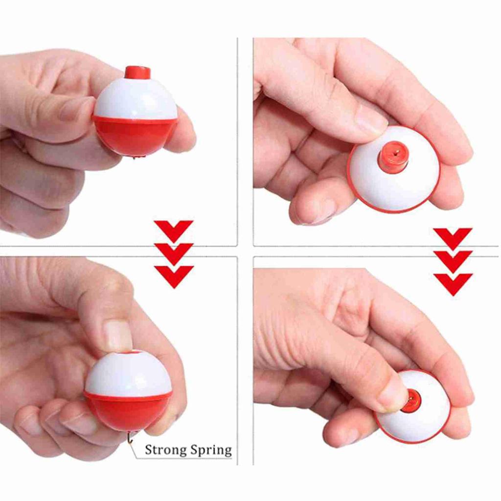 50pcs Fishing Bobbers 1 Inch Snap On Float Red and White Bobbers Push Button Round Buoy Floats Fishing Tackle