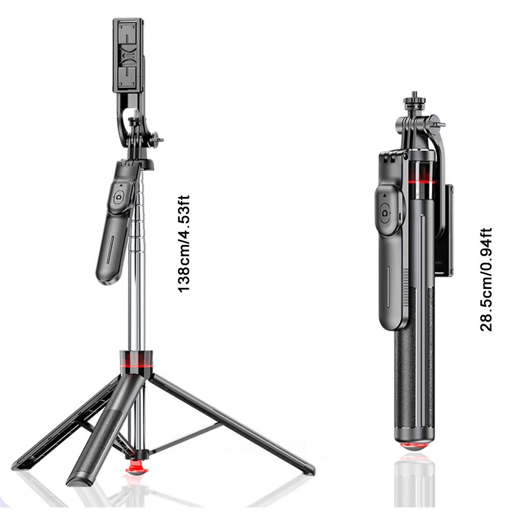 135cm Long Portable Collapsible Tripod Handheld Selfie Stick 360° Rotating Gimbal Anti-Shake Phone Holder For Live Streaming