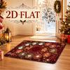 2D Printed Christmas Holiday Decor Mat, Soft Fleece Material, Radial Circular Snowman Gingerbread Man Santa Reindeer Christmas Pattern, Fun Carpet Mac