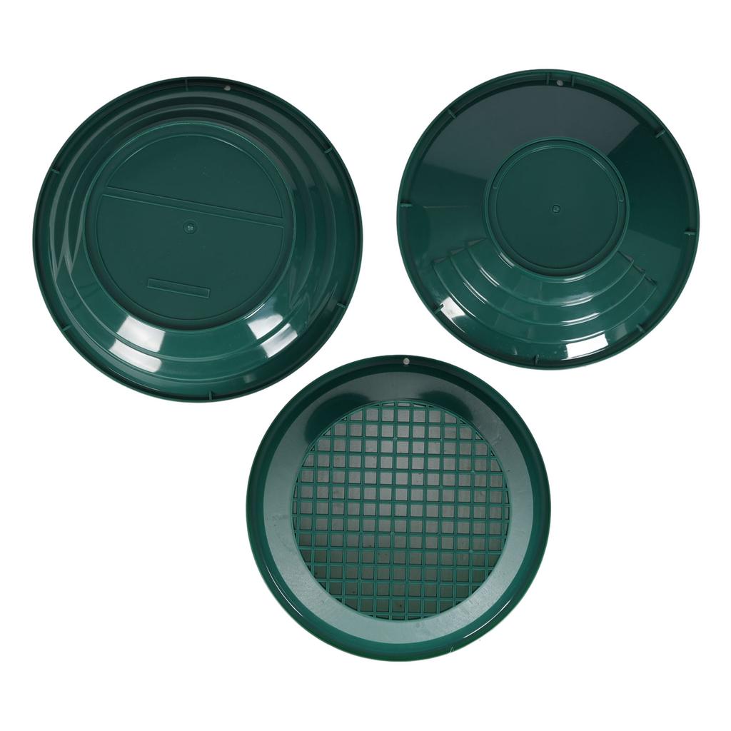 Gold Panning Kit 14 and 15 Inch Round Pan 13.8 Inch Sieve Outdoor Gold Prospecting Collection Tools Green