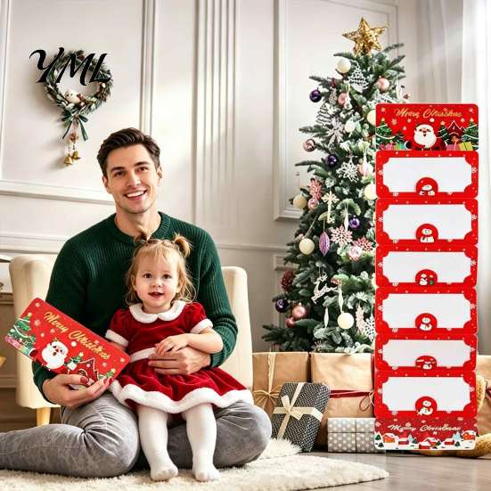 Holiday Money Gift Box Christmas Cash Envelopes, 6 Slots Foldable Holder, DIY Envelope Card Booklet for Xmas Parties, Family Gatherings Greeting