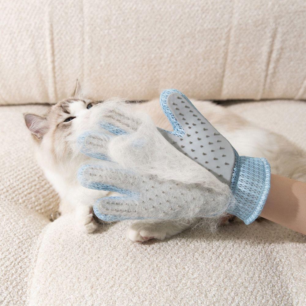 Remove Floating Hair Cat Petting Gloves Two-sided Soft Silicone Dog Hair Remover Thicken Elastic Wrist Closure
