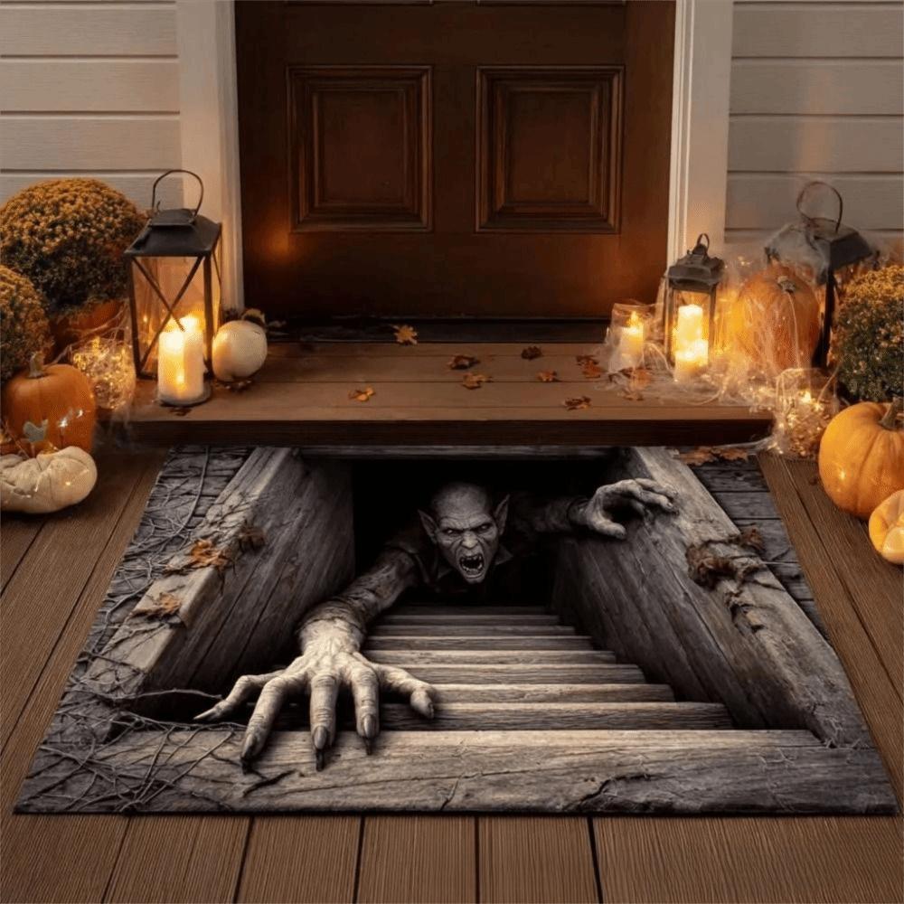 Halloween Doormat Non-Slip Home Floor Mat Scary Bathroom Carpet Bedroom